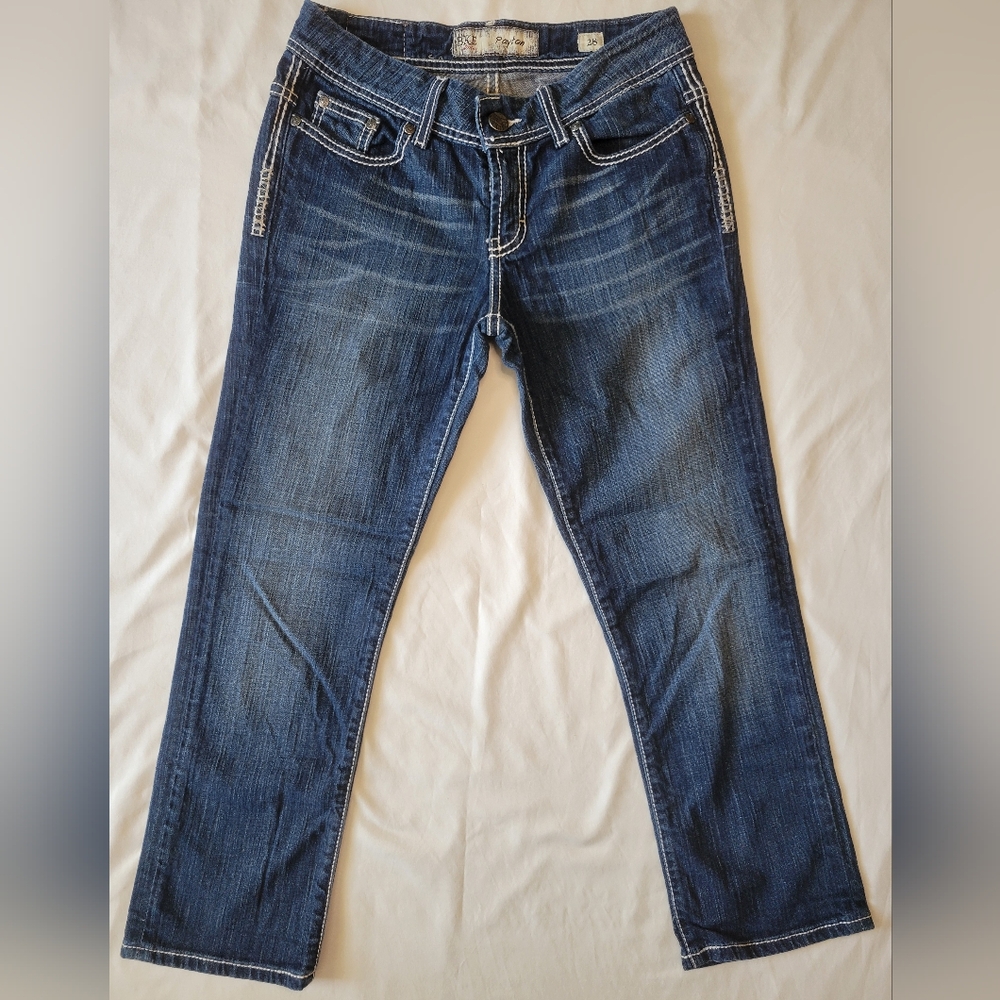 BKE Dark Blue Cropped Straight Leg Jeans